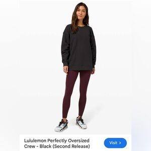 Lululemon Perfectly Oversized Crew Sweatshirt Black Cotton Terry Size 2/4